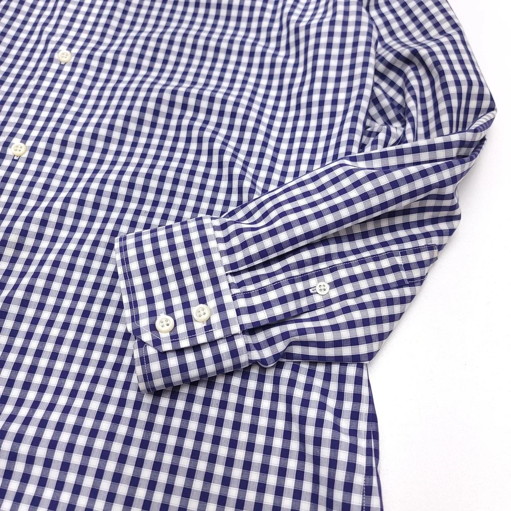 Banana Republic Mens XL Shirt Button Up Non Iron‎ Slim Fit Checked Blue READ